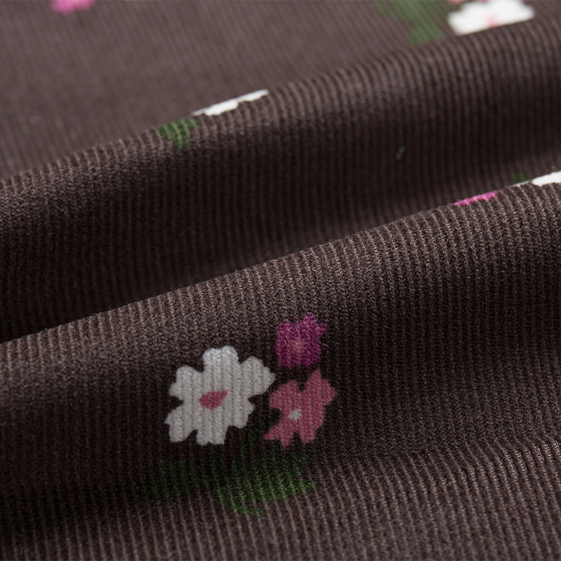 Tela de pana ligera estampada de algodón